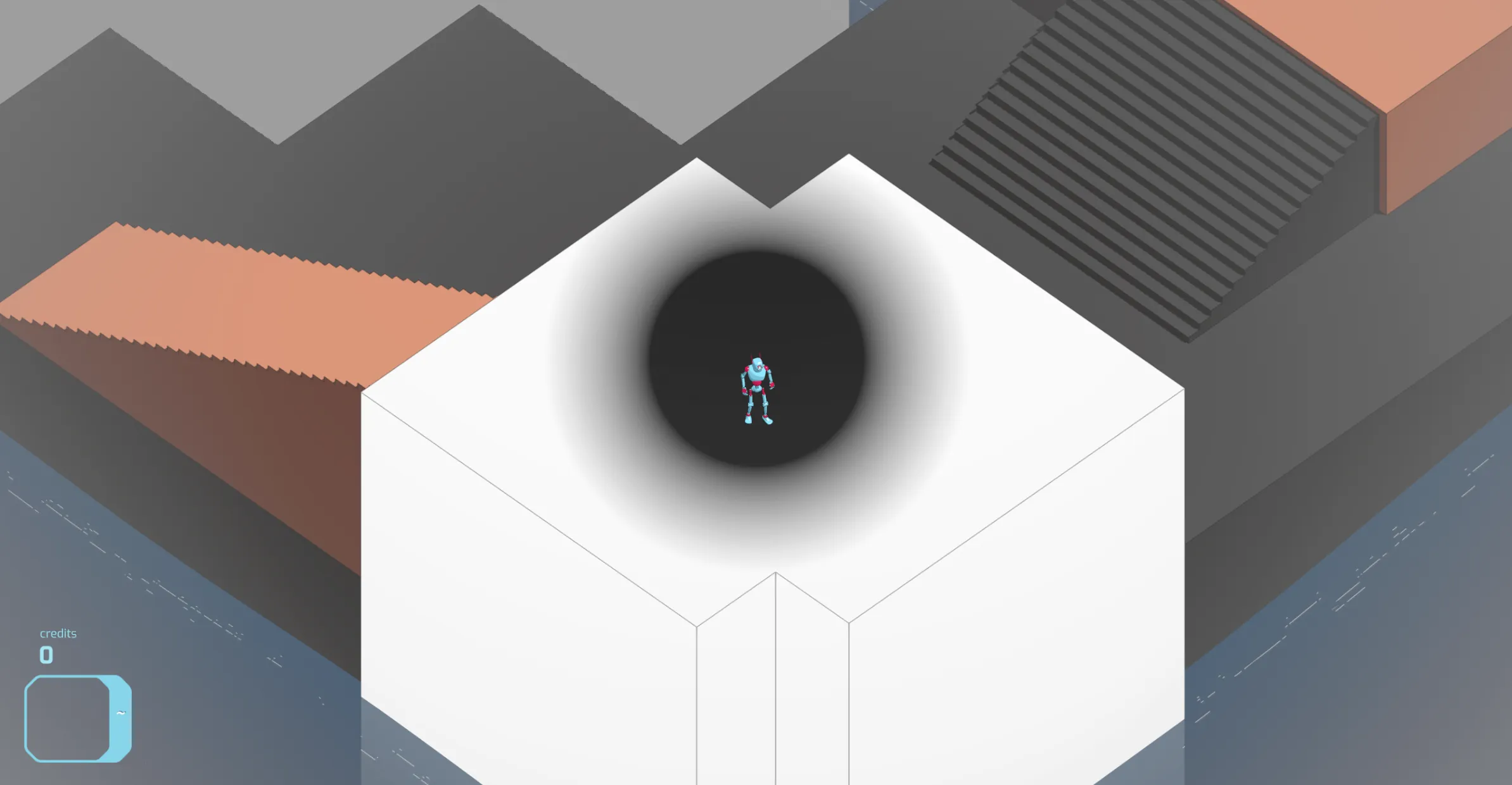 A block shaded with a circular black area around the character that fades to white